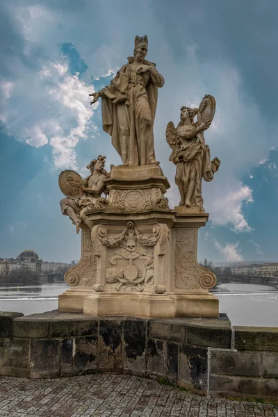 Statue Famous Charles Bridge Prague Czech Republic — Stok fotoğraf