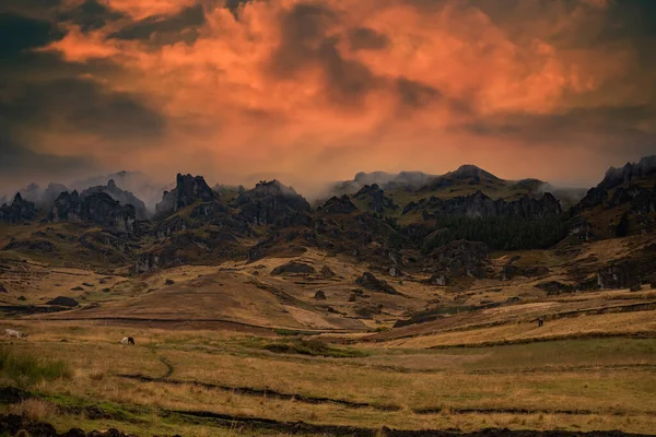 Güney Amerika 'nın dağlık manzarasının güzel manzarası.