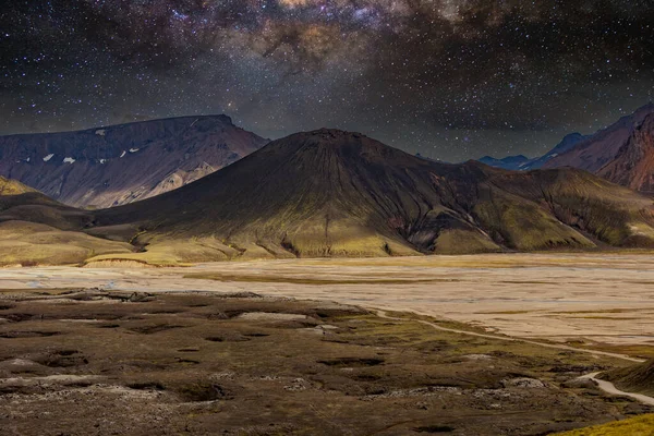 Landscape View Landmannalaugar Colorful Mountains Glacier Iceland — стоковое фото