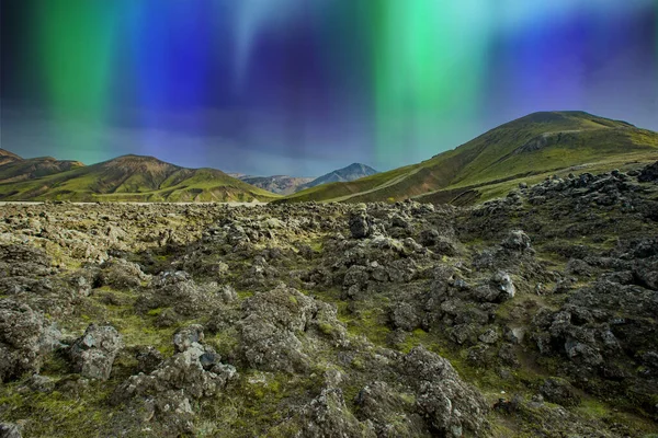 Landscape View Landmannalaugar Colorful Mountains Glacier Iceland — стокове фото