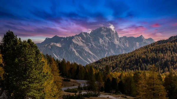 Belo Pôr Sol Nas Montanhas Italianas Dolomiti Europa — Fotografia de Stock