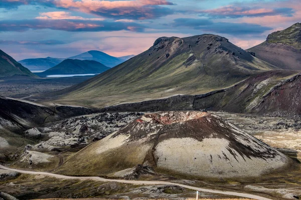 Τοπίο Άποψη Του Landmannalaugar Πολύχρωμα Βουνά Και Παγετώνας Ισλανδία — Φωτογραφία Αρχείου