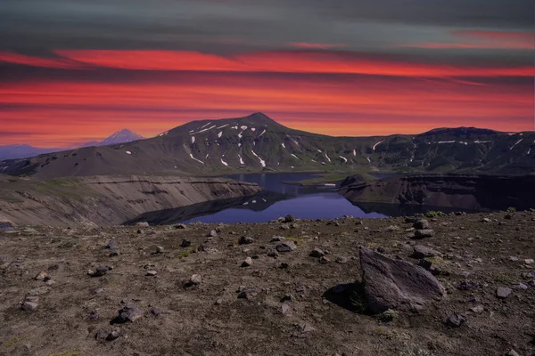 Panoramisch Uitzicht Stad Petropavlovsk Kamtsjatski Vulkanen Vulkaan Korjakski Vulkaan Avacha — Stockfoto