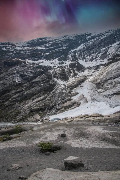 Auroras Mountains Glaciers Norway — ストック写真
