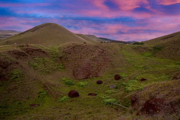 Rapa Nui Paskalya Adası Şili Deki Volkanla Kaplı Manzara — Stok fotoğraf