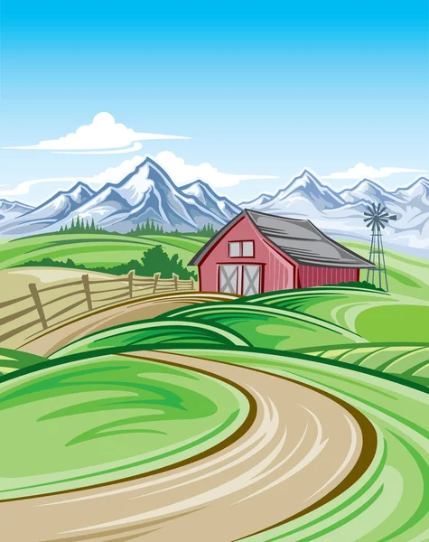 Paisaje de granja — Vector de stock