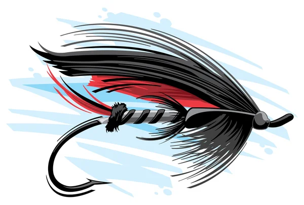 Señuelo de pesca con mosca — Vector de stock