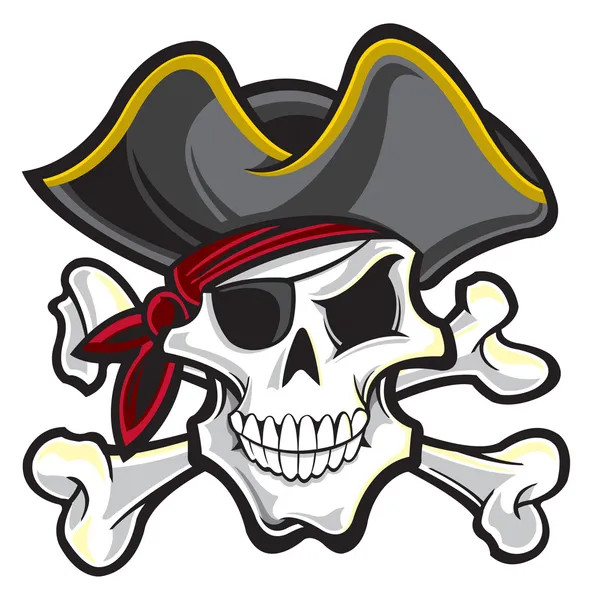 Cráneo de pirata — Vector de stock