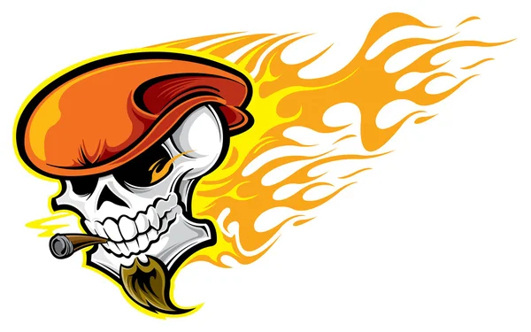 Totenkopf mit Flammen — Stockvektor