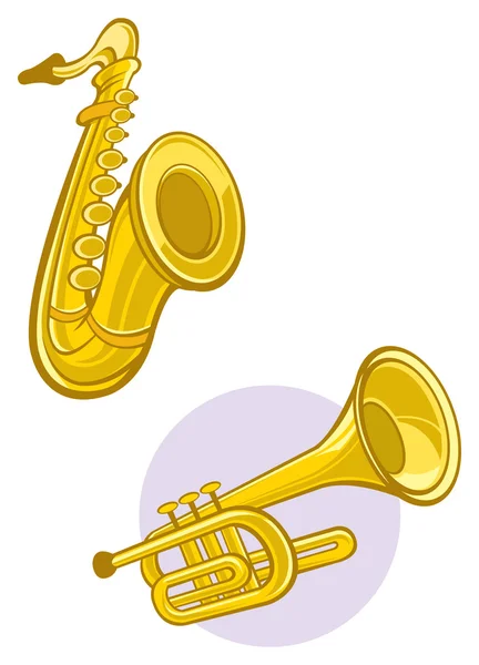 Saxaphone och trumpet — Stock vektor