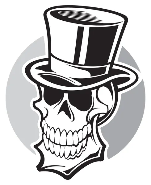 Skull with top hat — Stock Vector