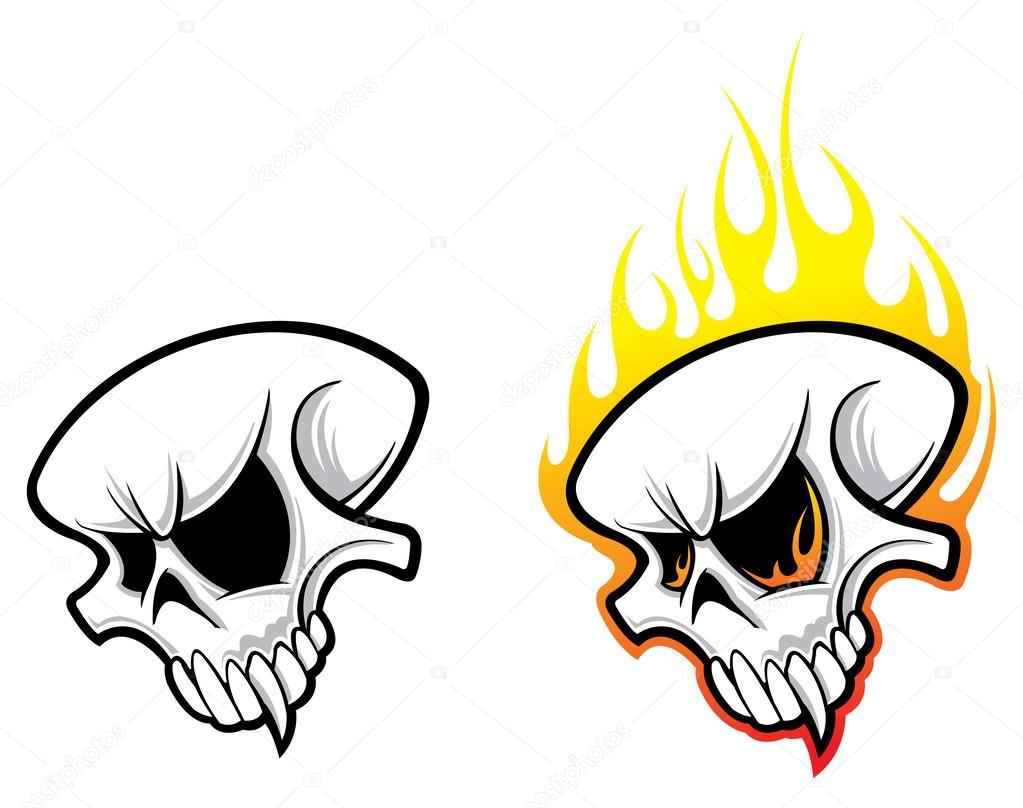 Skulls with flames