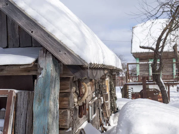 Casa Neve Sonho Inverno Amanhecer Floresta Tempo Velho Muita Neve — Fotografia de Stock