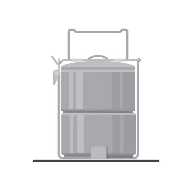 Metal Tiffin Tailandés Portador Alimentos Aislado Fondo Blanco Vector Ilustración — Vector de stock