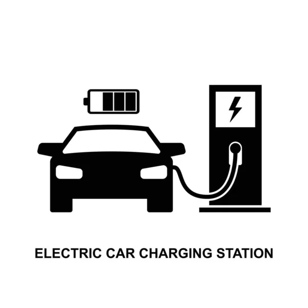 Elektrische Auto Oplaadstation Pictogram Geïsoleerd Witte Achtergrond Vector Illustratie — Stockvector