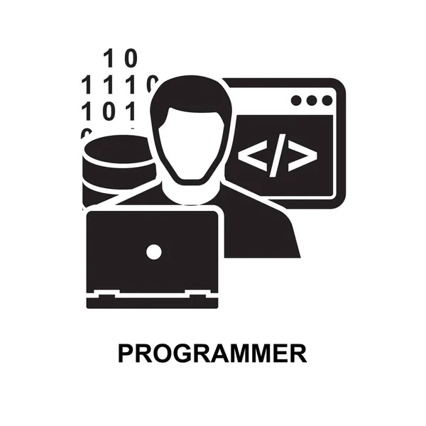 Programmeur Pictogram Geïsoleerd Witte Achtergrond Vector Illustratie — Stockvector