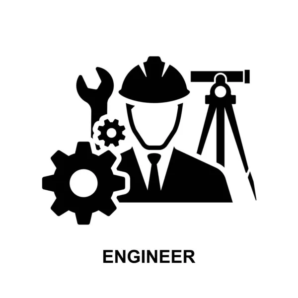 Engineer Icon Isolated White Background Vector Illustration — Stock Vector
