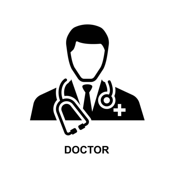 Ikon Dokter Diisolasi Pada Gambar Vektor Latar Belakang Putih - Stok Vektor