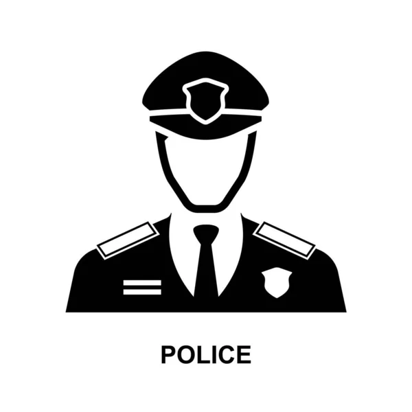 Icono Policía Aislado Ilustración Vector Fondo Blanco — Vector de stock