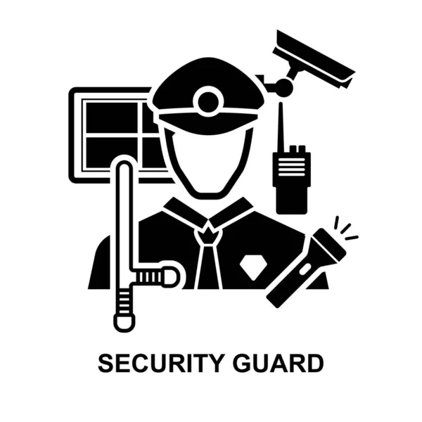 Security Guard Icon Isolated White Background Vector Illustration — Stockvektor