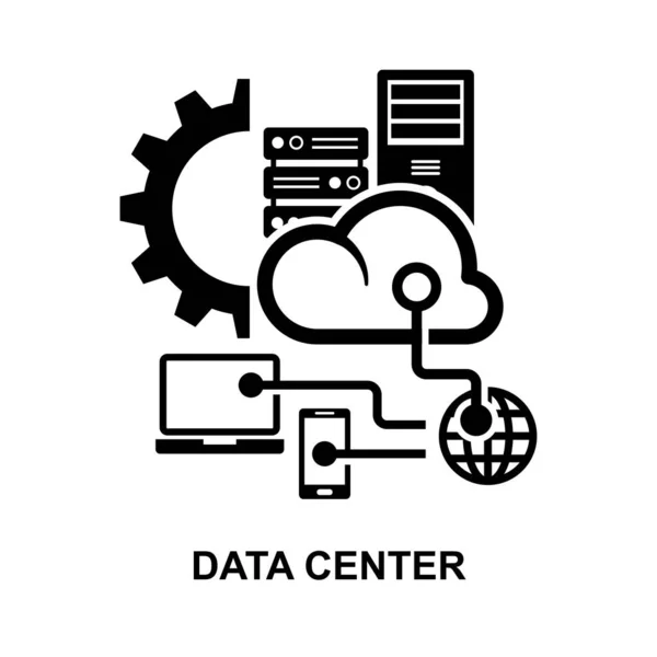 Data Center Icon Isolated White Background Vector Illustration — стоковый вектор