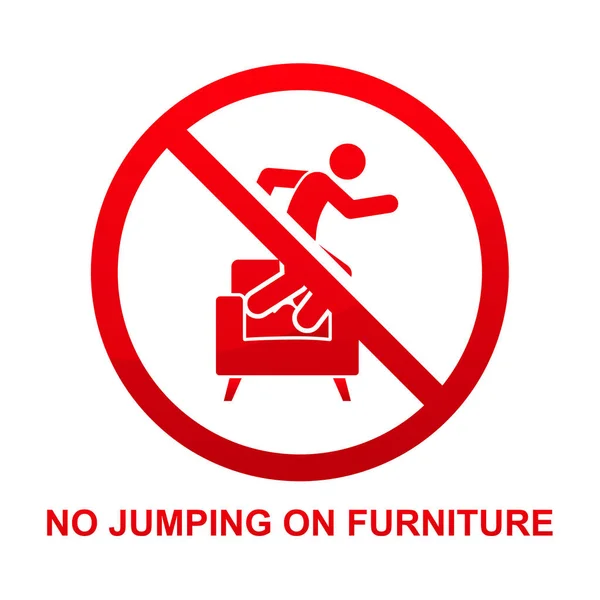 Jumping Furniture Sign Isolated White Background Vector Illustration — Vetor de Stock