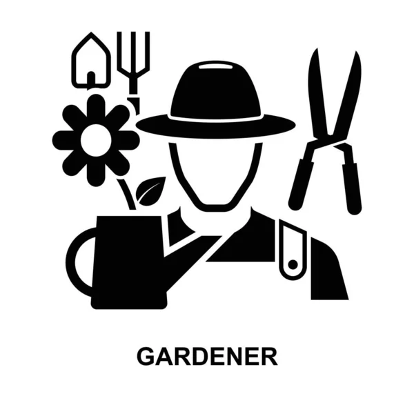 Ícone Jardineiro Isolado Ilustração Vetorial Fundo Branco —  Vetores de Stock