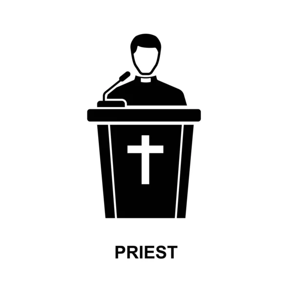 Priest Icon Isolated White Background Vector Illustration — Stock Vector