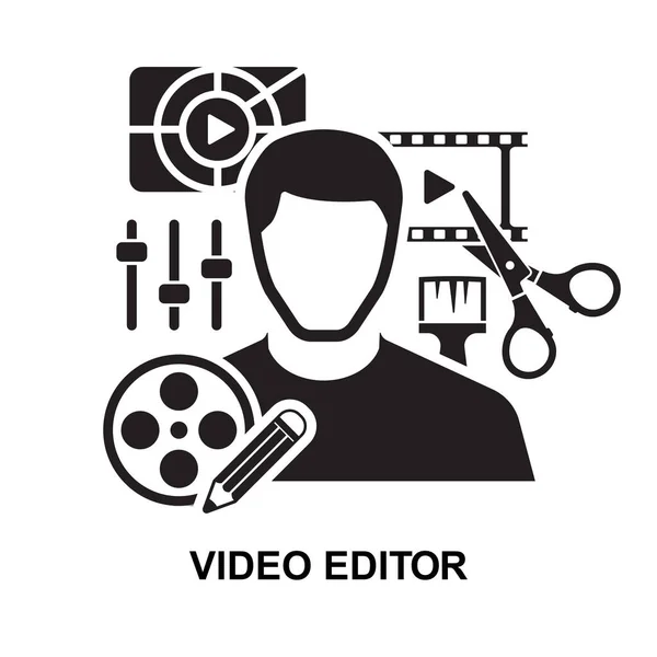 Beyaz Arkaplan Vektör Illüstrasyonunda Video Düzenleyici Simgesi Izole Edildi — Stok Vektör