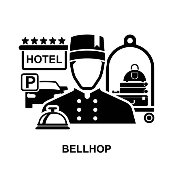 Bellhop Ikon Isolerad Vit Bakgrund Vektor Illustration — Stock vektor