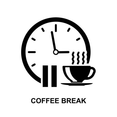 Beyaz arkaplan vektör illüstrasyonunda kahve molası simgesi izole.