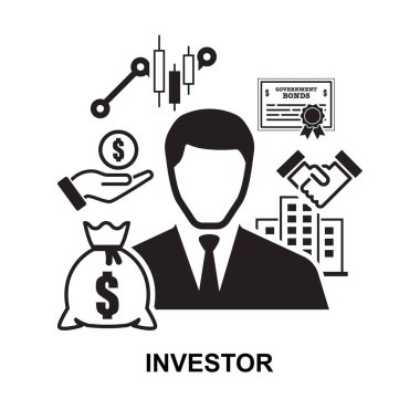 Yatırımcı simgesi beyaz arkaplan vektör çiziminde izole edildi.