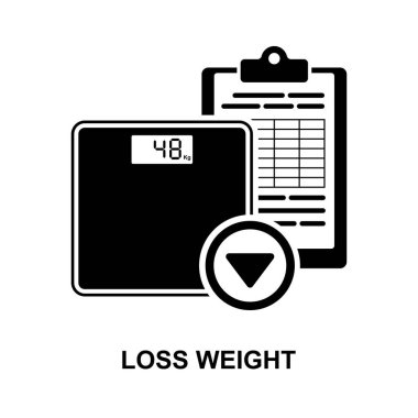 Beyaz arkaplan vektörü illüstrasyonunda kayıp ağırlık simgesi izole edildi.