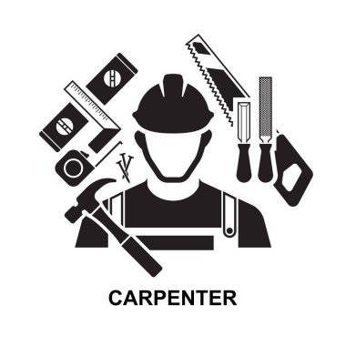 Carpenter icon isolated on white background vector illustration.