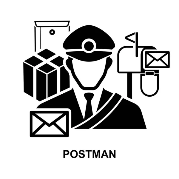 Postman Icon Isolated White Background Vector Illustration — Stock Vector