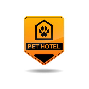 Beyaz arkaplan vektör illüstrasyonunda izole edilmiş hayvan oteli konumu.