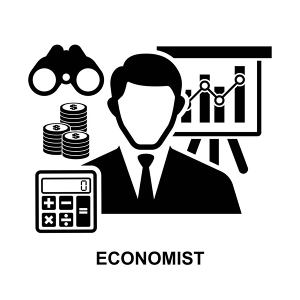 Ökonom Ikone Isoliert Auf Weißem Hintergrund Vektor Illustration — Stockvektor