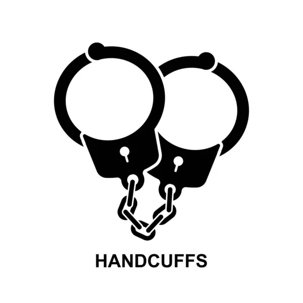 Handcuffs Icon Isolated White Background Vector Illustration — Vetor de Stock