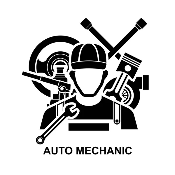 Auto Mechanic Icon Isolated White Background Vector Illustration — Vettoriale Stock