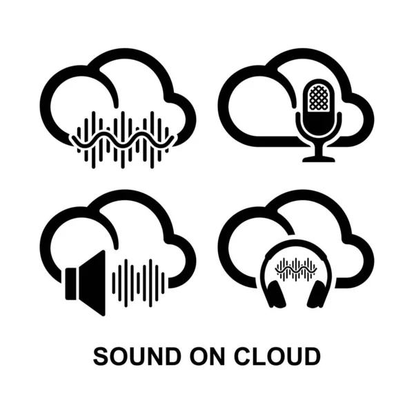 Sound Cloud Icon Isolated White Background Vector Illustration — Stok Vektör