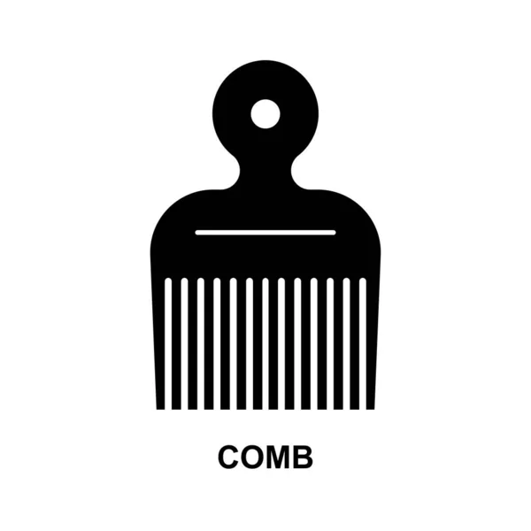 Afro Comb Icon Isolated White Background Vector Illustration — Stok Vektör