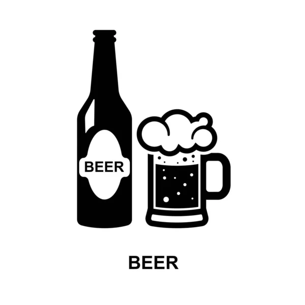Beer Icon Isolated White Background Vector Illustration — Stok Vektör