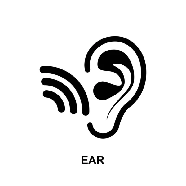 Ear Icon Isolated White Background Vector Illustration — Stok Vektör