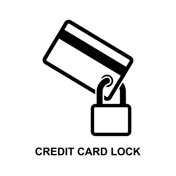 Credit Card Lock Icon Isolated White Background Vector Illustration — Stok Vektör