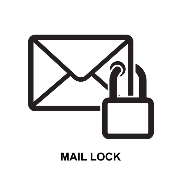 Mail Lock Icon Isolated White Background Vector Illustration — 图库矢量图片
