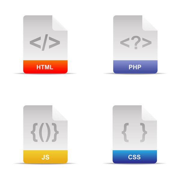 Web programing file formats icon isolated on white background vector illustration.