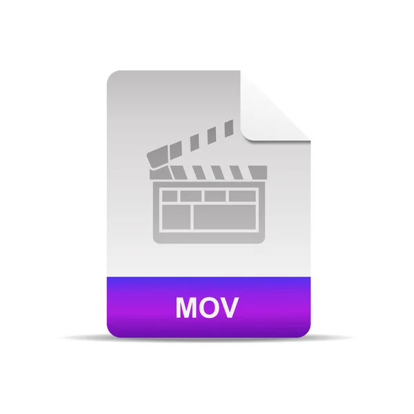 Mov File Icon Isolated White Background Vector Illustration — Stok Vektör