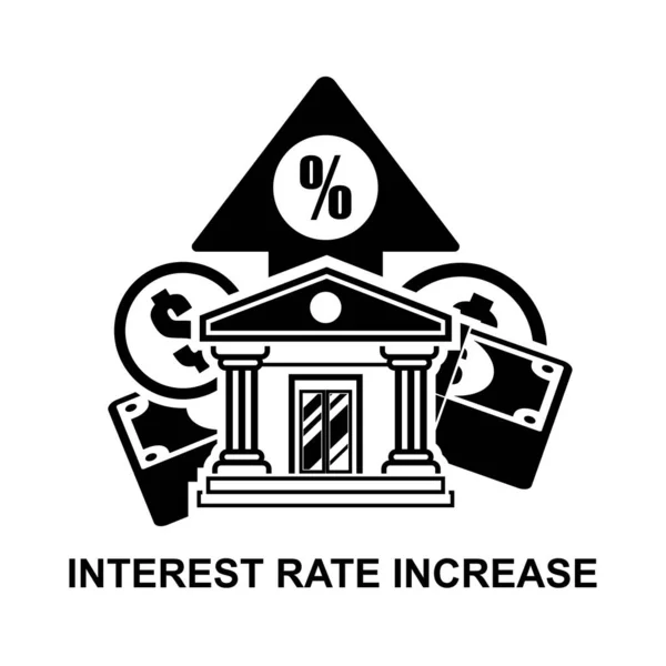 金利上昇アイコンは白い背景ベクトルのイラストで示されています 預金金利の概念 収益性と繁栄の向上 — ストックベクタ