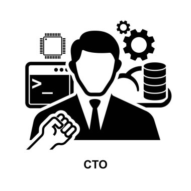 Baş teknoloji subayı ikonu, CTO simgesi. İş konsepti arka plan çizimi.