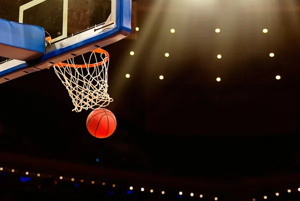 Basketball basket with ball — Stock Photo, Image